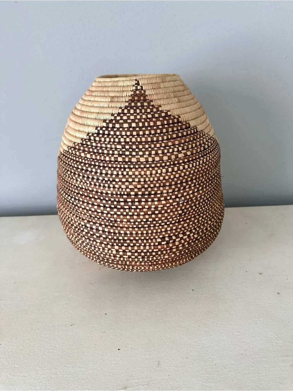 Africa African handmade woven basket brown large boho decor
